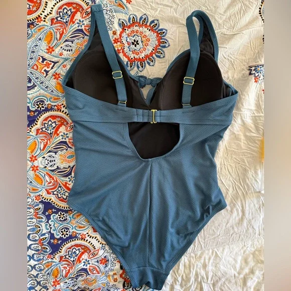 EUC Kona Sol Teal One-Piece Swimsuit Size 14W - Picture 2 of 5